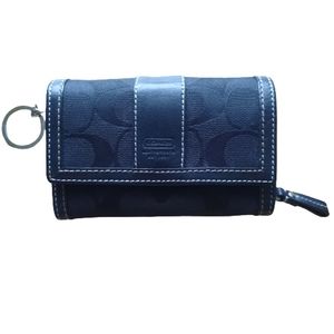 Coach Signature Black Small Wallet with a Keychain